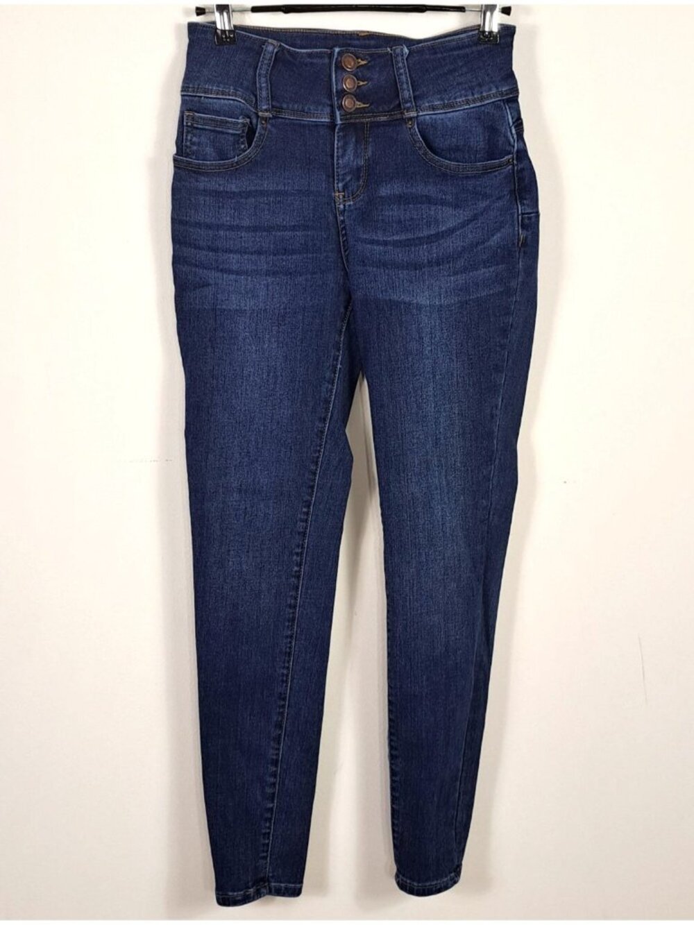 Angel Kiss Sz 7/28 Skinny Blue Denim Jeans High-Waisted Multiple Button Closure